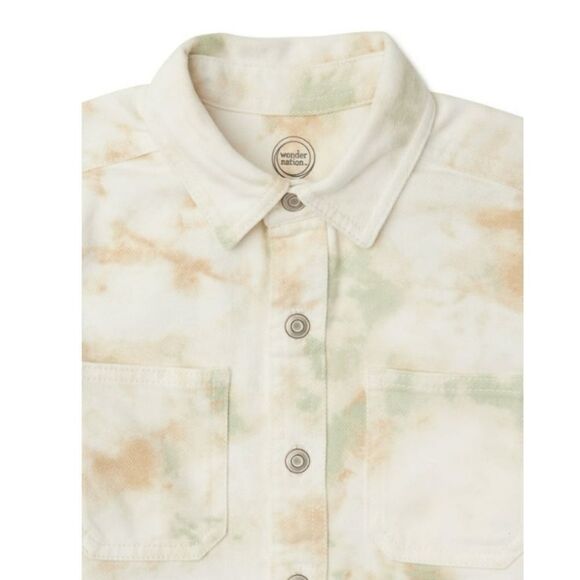 Boy's Girl's Tie Dye Jean Denim Woven Button Down Shirt Jacket - Picture 7 of 8